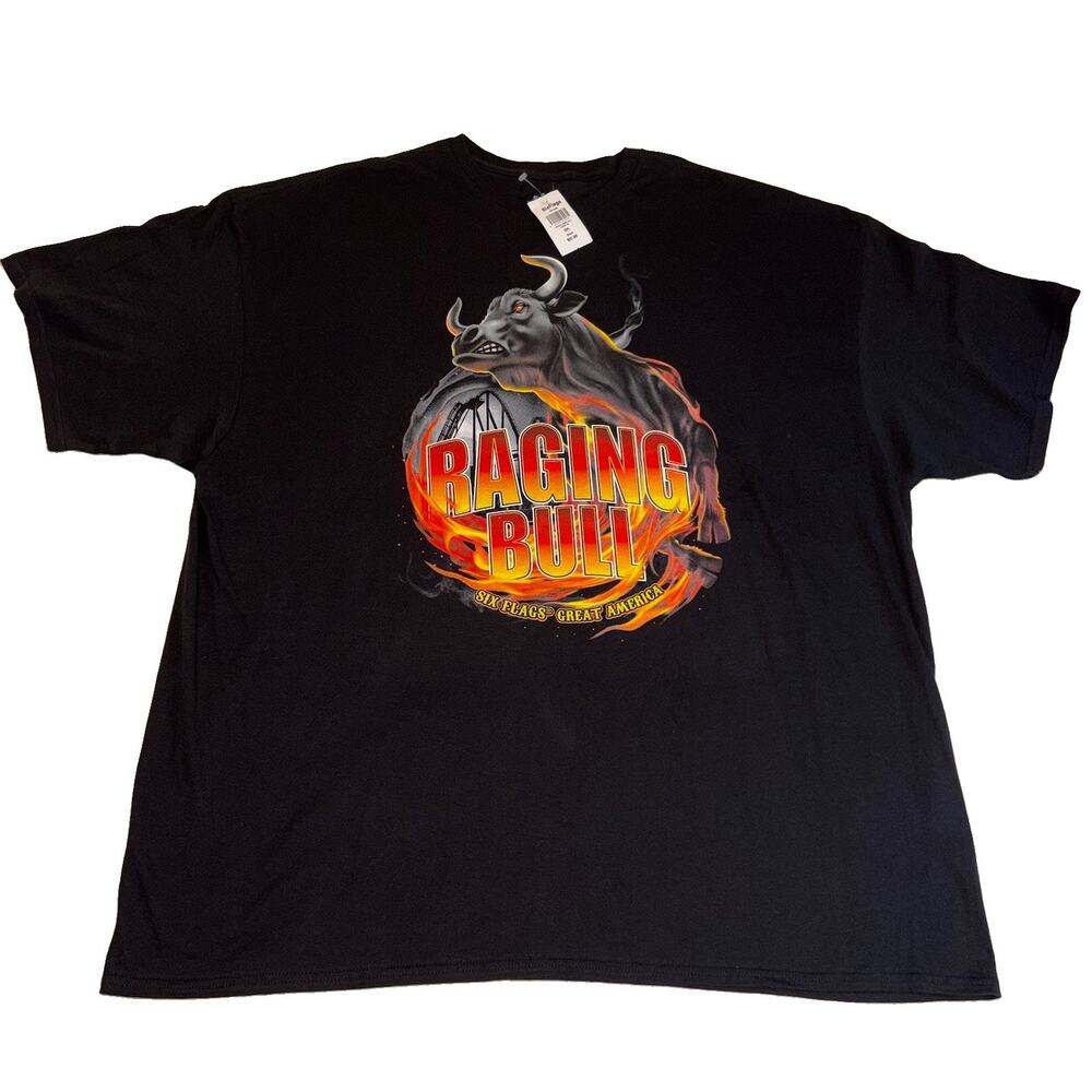 NWT Six Flags Great American Raging Bull Roller Coaster T-Shirt Black Men’s 3XL